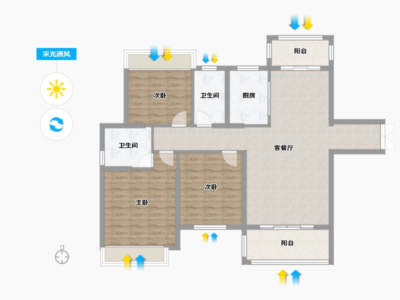 湖南省-邵阳市-天坤城南郡-106.26-户型库-采光通风