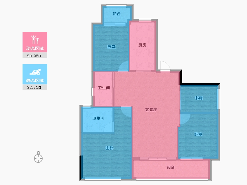 福建省-龙岩市-绿城蘭园-94.40-户型库-动静分区