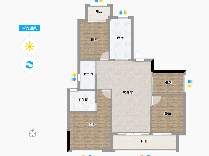 福建省-龙岩市-绿城蘭园-94.40-户型库-采光通风