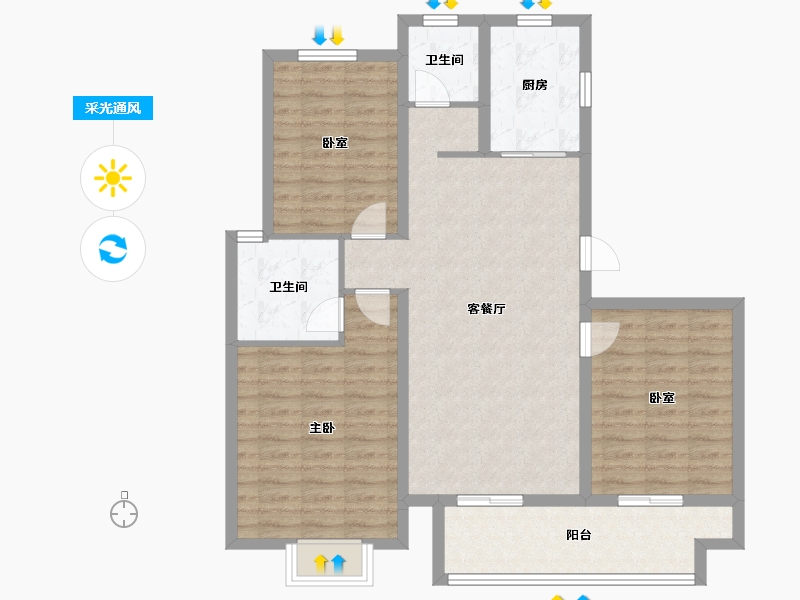 河南省-洛阳市-中成颐尚苑-100.00-户型库-采光通风