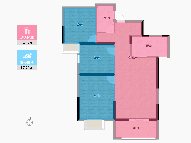 湖北省-孝感市-华耀府东明珠二期-82.57-户型库-动静分区