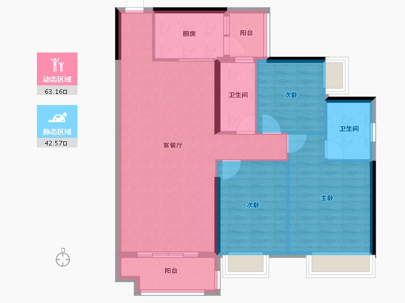 广东省-梅州市-艺展熙园-95.63-户型库-动静分区