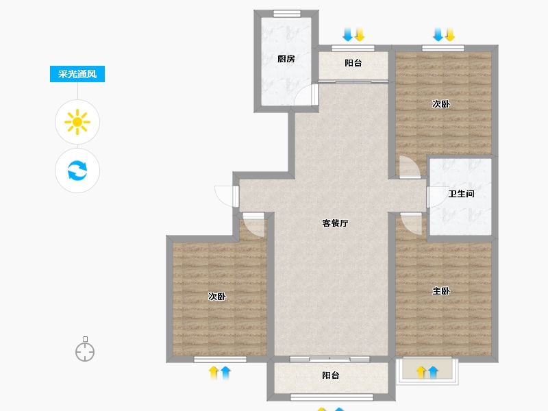 河北省-承德市-瓏璟苑-110.43-户型库-采光通风