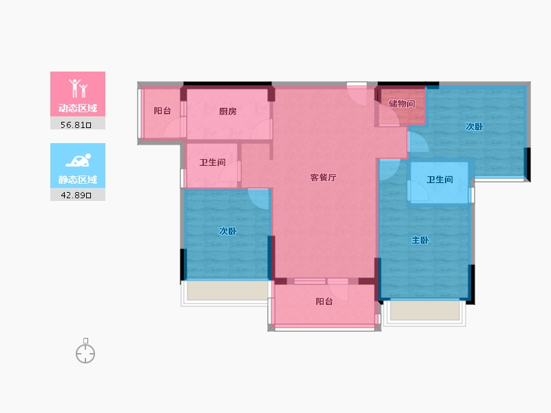 湖北省-孝感市-天丽园二期-89.50-户型库-动静分区