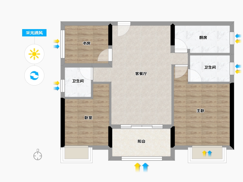 福建省-龙岩市-客都汇·金岸佳园-75.75-户型库-采光通风