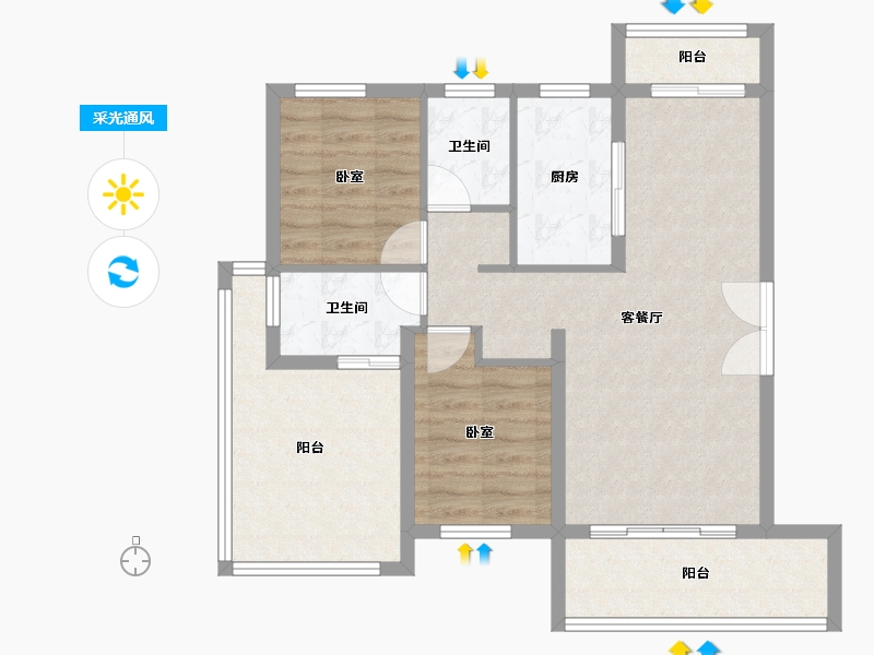 福建省-龙岩市-客都汇·金岸佳园-80.27-户型库-采光通风