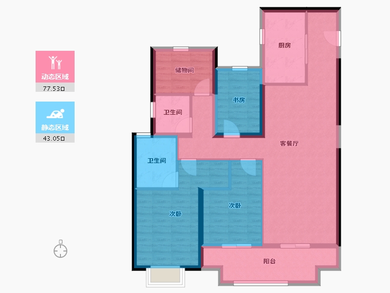 江苏省-苏州市-张家港公馆1790-108.00-户型库-动静分区