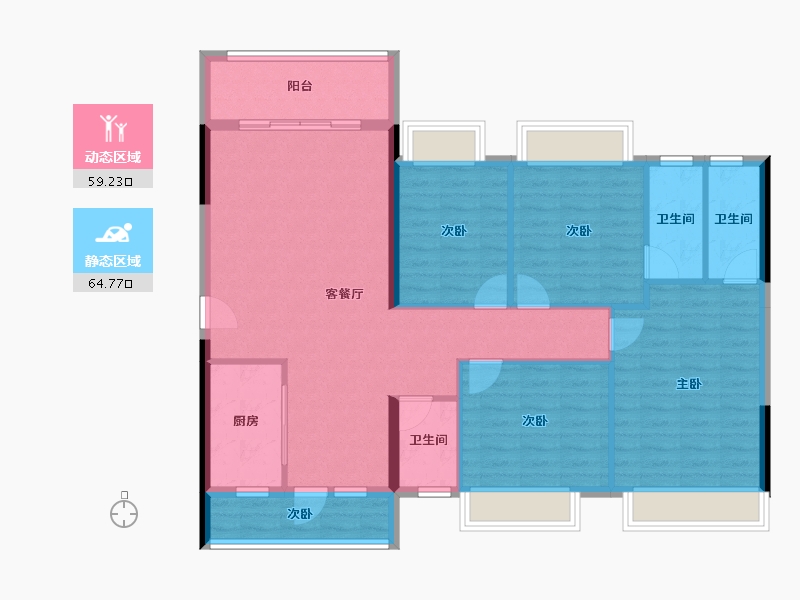 广东省-梅州市-鸿禧中心城尚园-112.39-户型库-动静分区