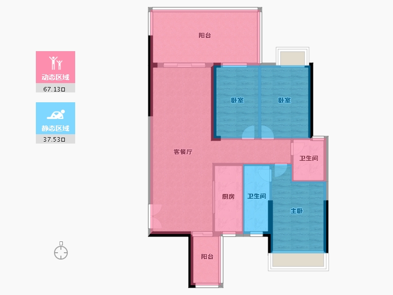 湖南省-衡阳市-珠江愉景南苑-94.38-户型库-动静分区