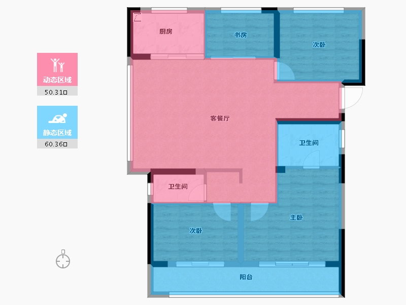 浙江省-杭州市-绿城桂语新月-100.09-户型库-动静分区