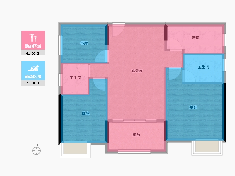 福建省-龙岩市-客都汇·金岸佳园-72.15-户型库-动静分区