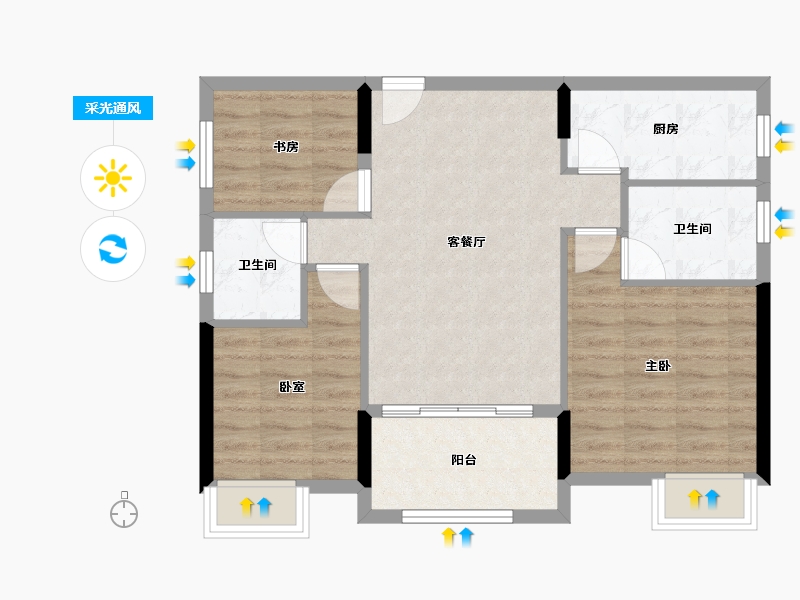 福建省-龙岩市-客都汇·金岸佳园-72.15-户型库-采光通风