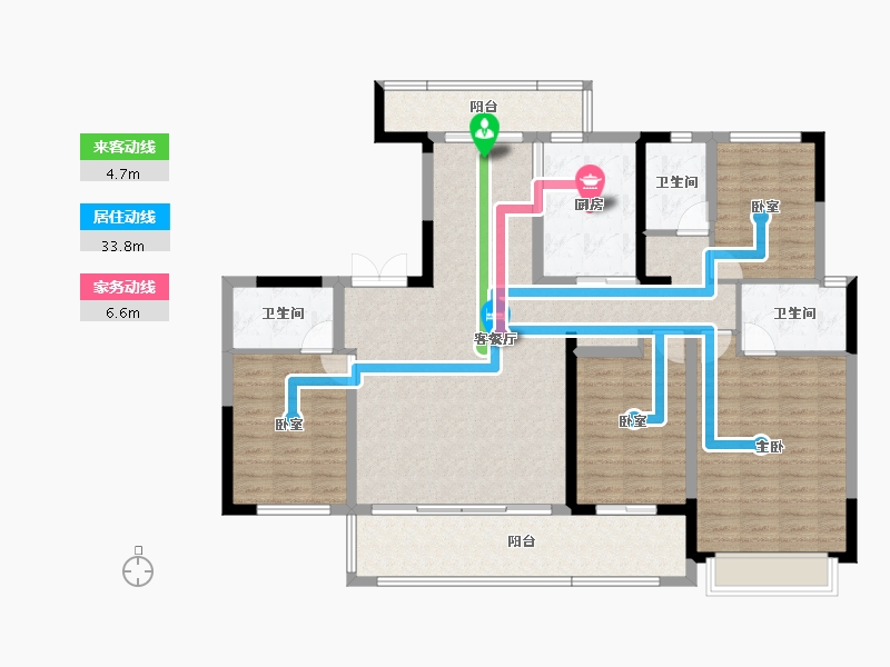 湖南省-长沙市-龙湖·春江天曜二期-136.17-户型库-动静线