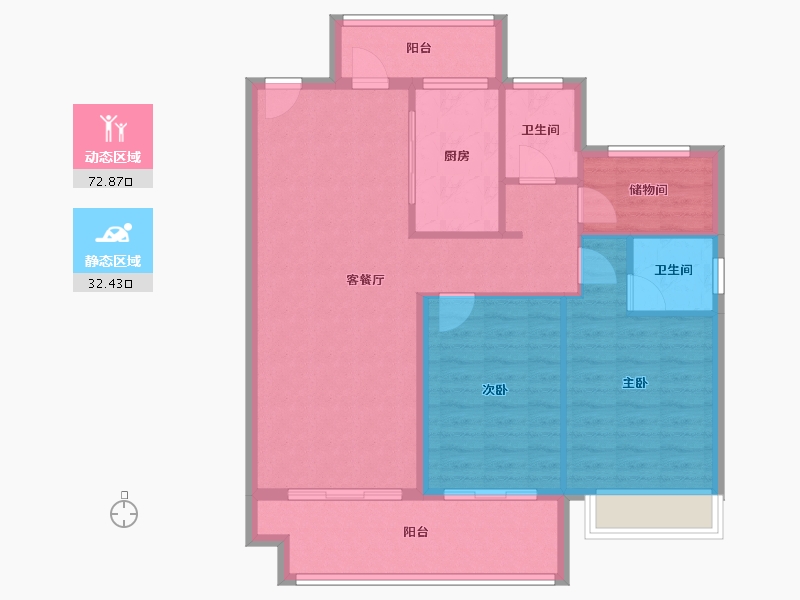 河南省-安阳市-安阳建业君邻大院-95.44-户型库-动静分区