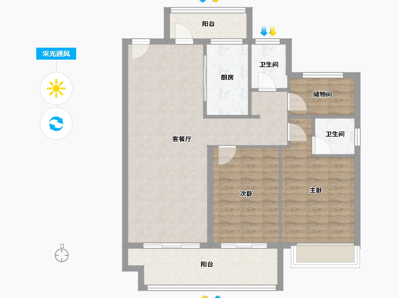 河南省-安阳市-安阳建业君邻大院-95.44-户型库-采光通风