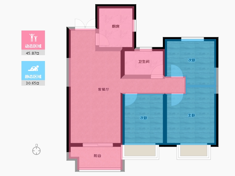 陕西省-西安市-国樾府-67.44-户型库-动静分区