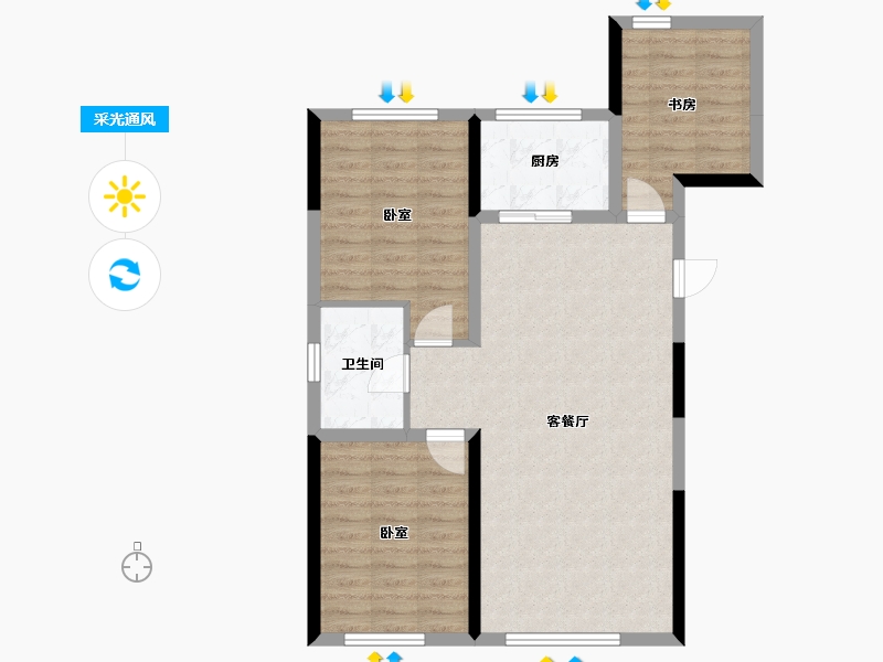 辽宁省-盘锦市-总部生态城·泰郡四期-79.70-户型库-采光通风