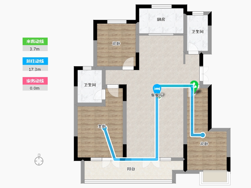 山东省-青岛市-檀府御园-96.58-户型库-动静线