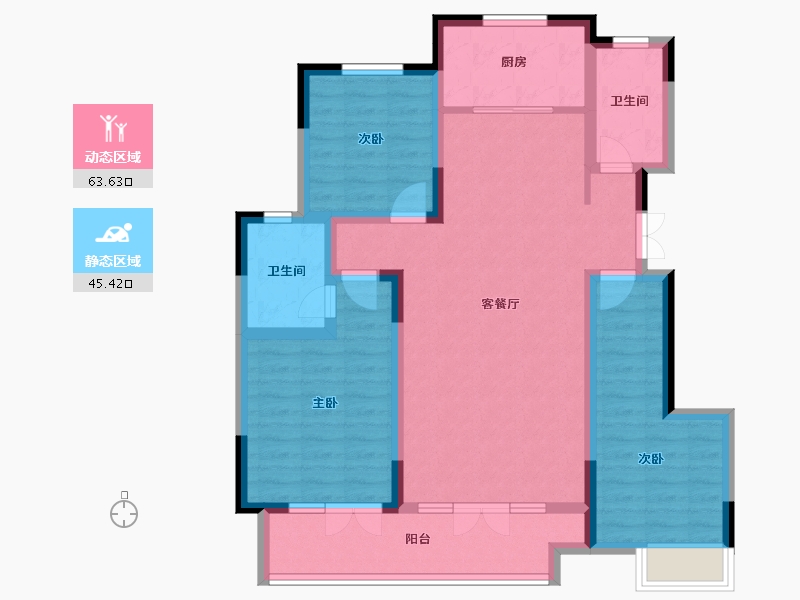 山东省-青岛市-檀府御园-96.58-户型库-动静分区