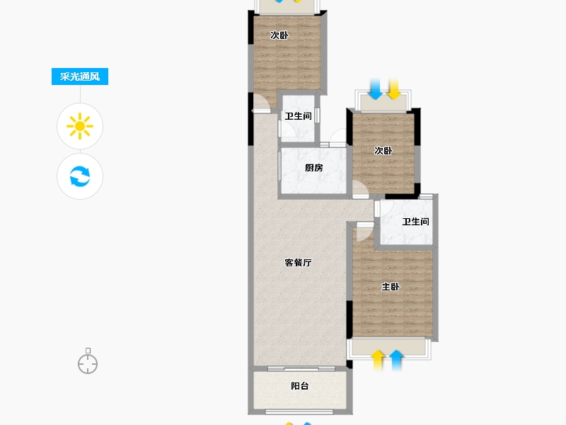 贵州省-铜仁市-桐达果岭-100.05-户型库-采光通风