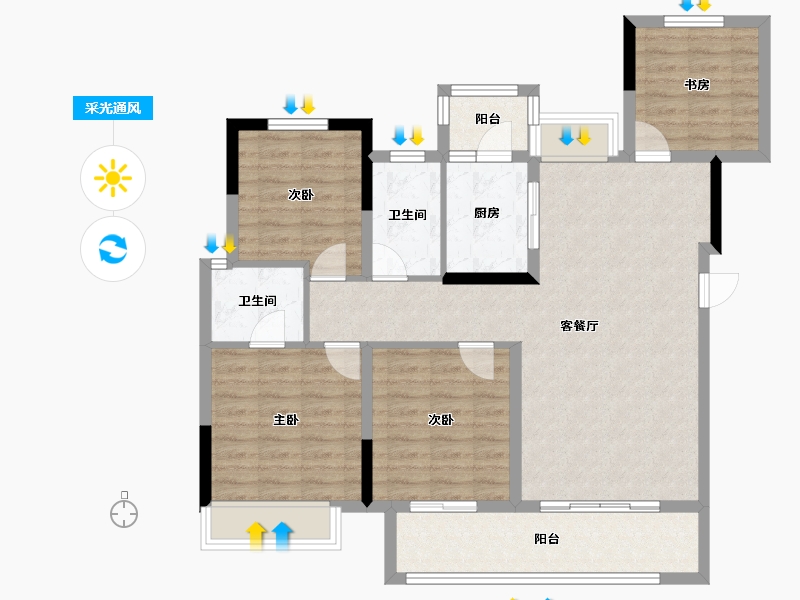 四川省-内江市-恒信·水岸名邸-99.20-户型库-采光通风