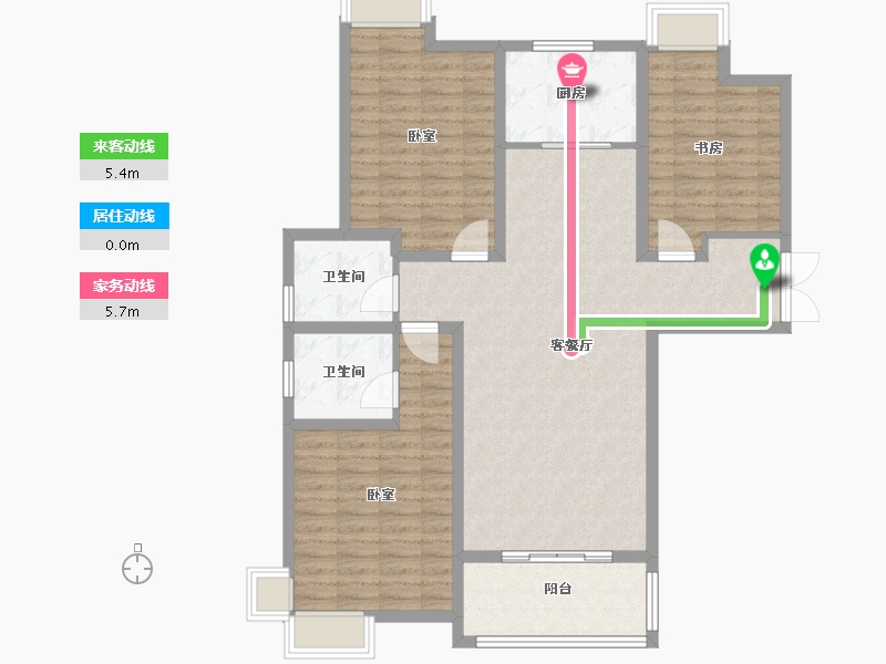 陕西省-渭南市-豪润·公园天下-111.65-户型库-动静线