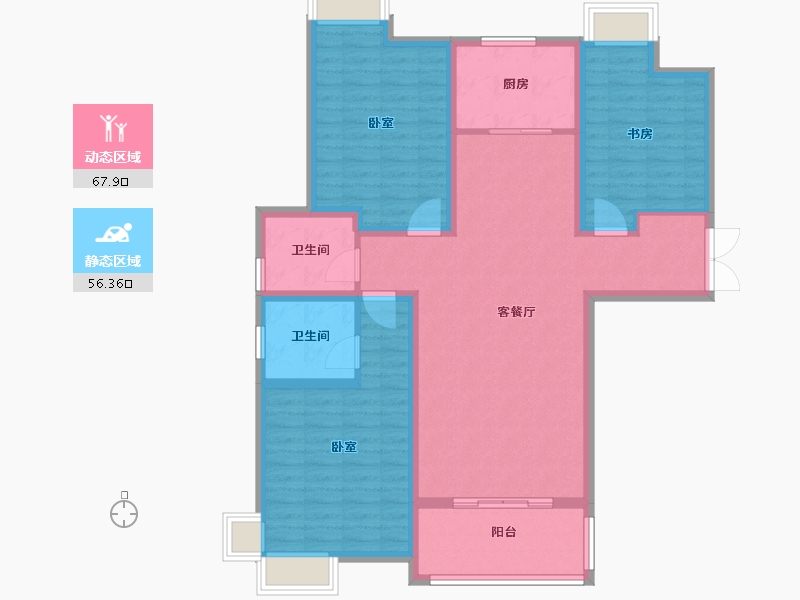 陕西省-渭南市-豪润·公园天下-111.65-户型库-动静分区