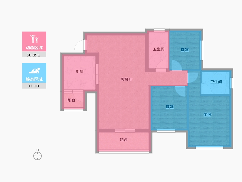 四川省-泸州市-鸿通学府华庭-74.41-户型库-动静分区