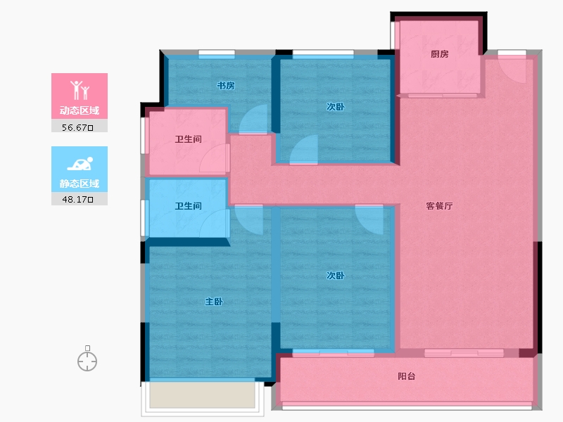 浙江省-温州市-荣安劝学里-93.77-户型库-动静分区