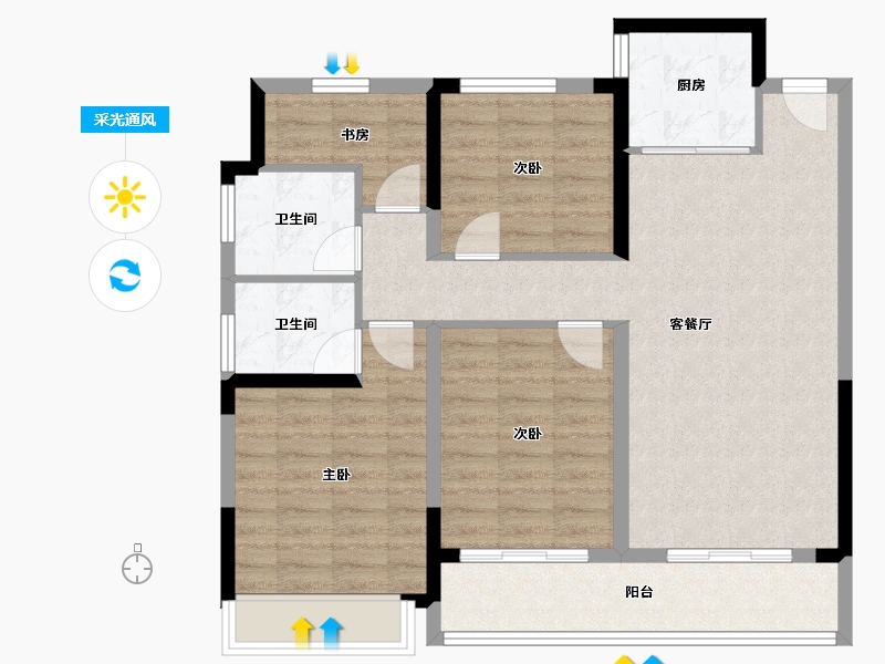 浙江省-温州市-荣安劝学里-93.77-户型库-采光通风