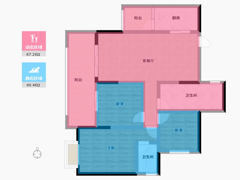 重庆-重庆市-奥园誉峯-95.05-户型库-动静分区