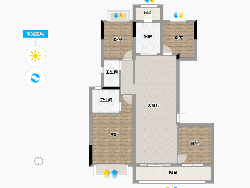 湖南省-长沙市-建发玖洲和玺-106.59-户型库-采光通风