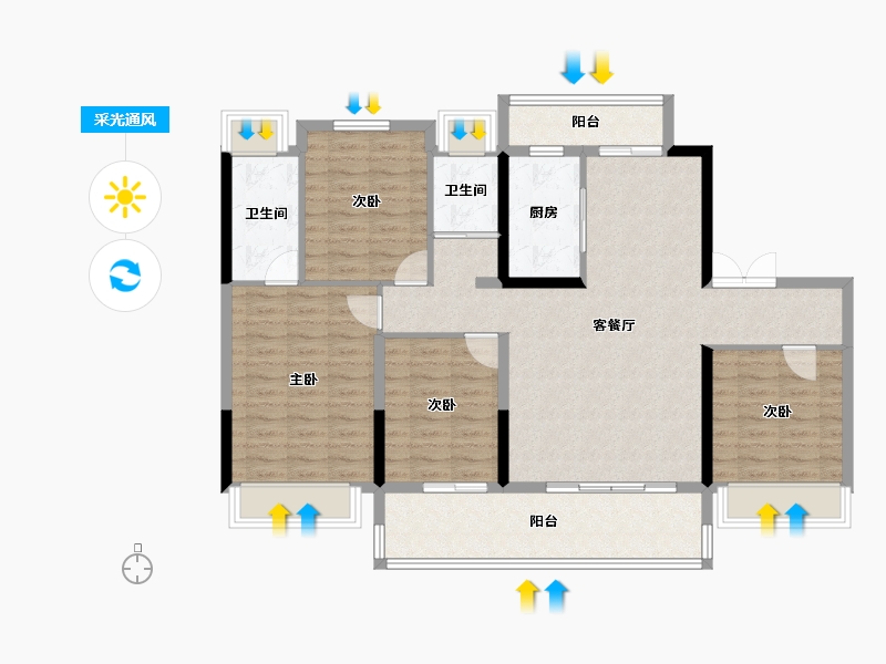 安徽省-宿州市-碧桂园·玖珑府-112.87-户型库-采光通风