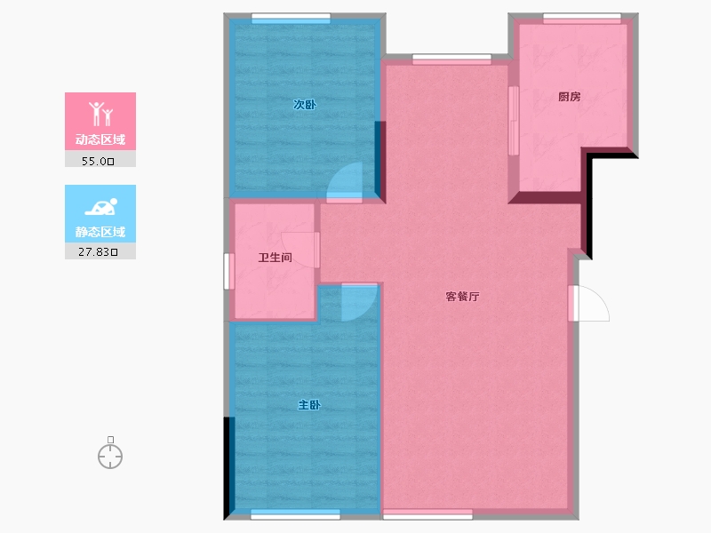 辽宁省-盘锦市-总部生态城·泰郡三期-75.15-户型库-动静分区