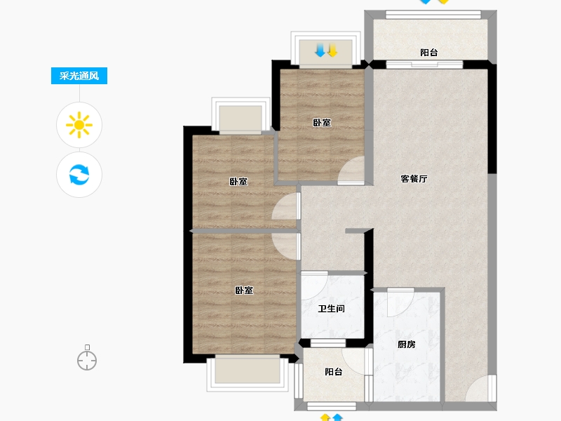 广西壮族自治区-防城港市-防城港恒大悦澜湾-74.40-户型库-采光通风