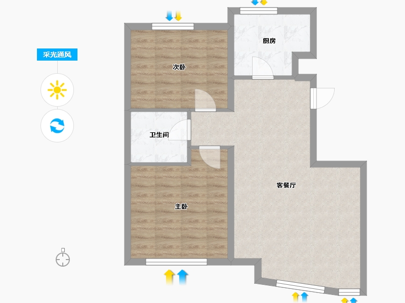 辽宁省-盘锦市-林海景天·林溪苑-65.59-户型库-采光通风