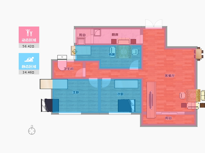 宁夏回族自治区-银川市-领世湖城四期-78.85-户型库-动静分区