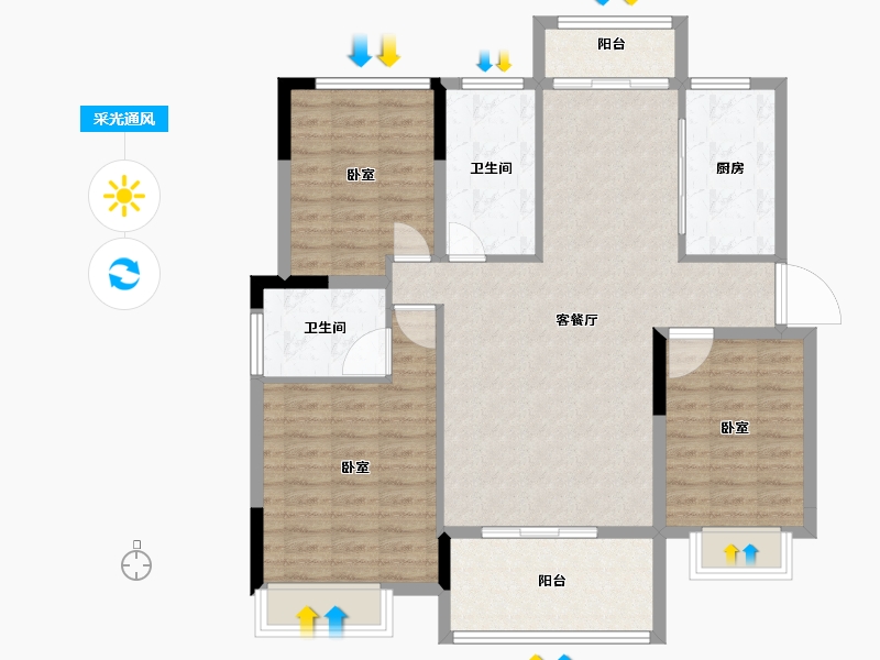 湖北省-随州市-广水山水国际-104.00-户型库-采光通风