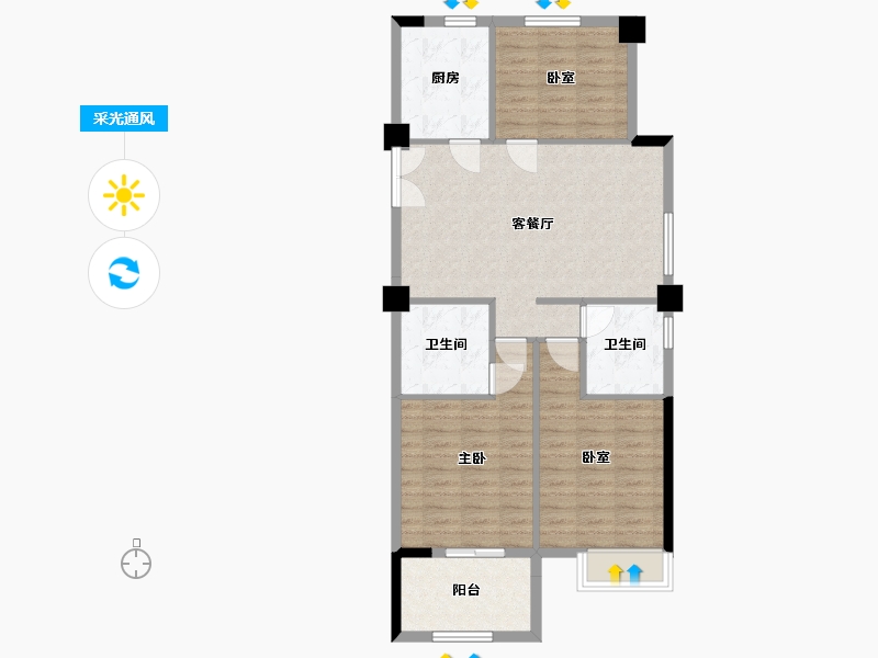 浙江省-温州市-金洋半岛-118.00-户型库-采光通风