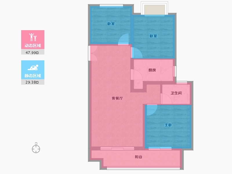 河南省-郑州市-远洋臻园-68.82-户型库-动静分区