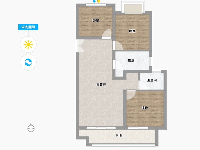 河南省-郑州市-远洋臻园-68.82-户型库-采光通风