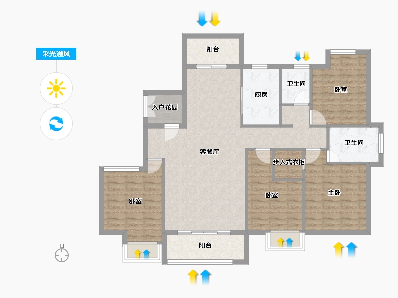 福建省-龙岩市-客都汇·金岸佳园-115.28-户型库-采光通风