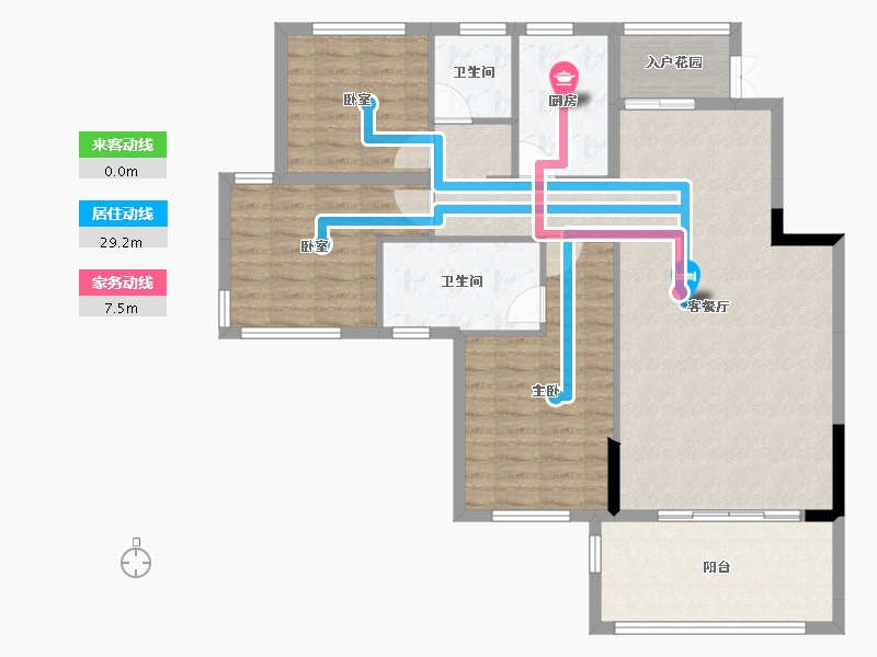 福建省-龙岩市-客都汇·金岸佳园-107.05-户型库-动静线