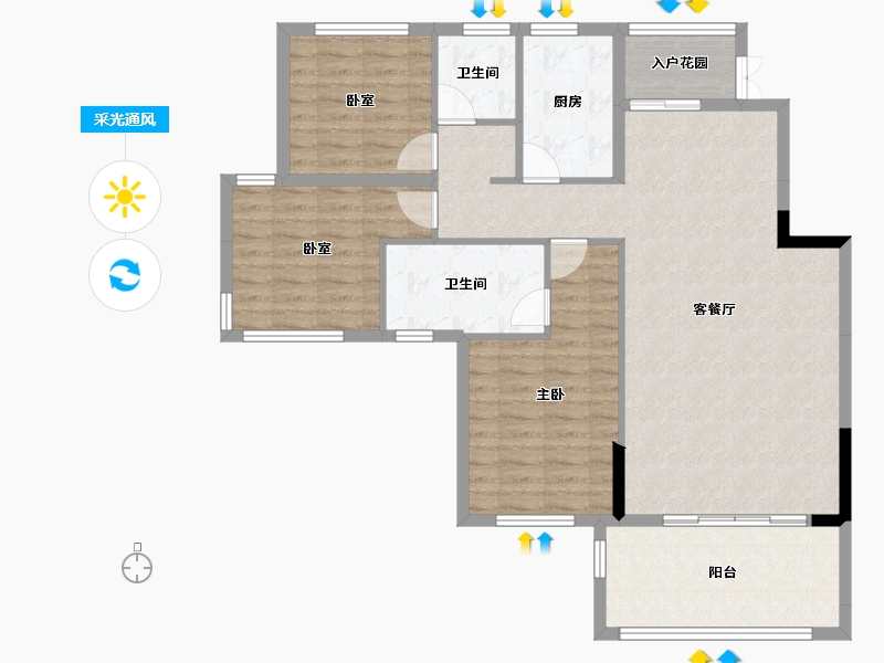 福建省-龙岩市-客都汇·金岸佳园-107.05-户型库-采光通风