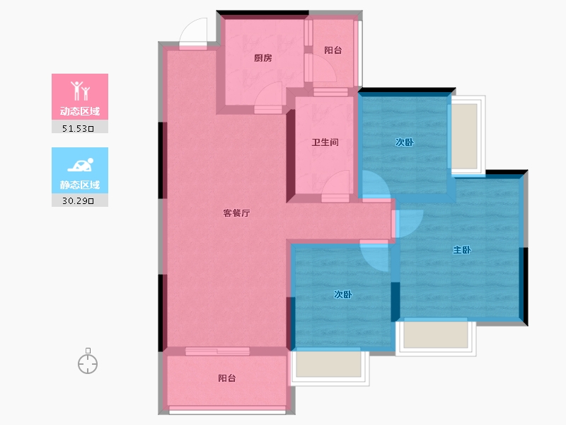 贵州省-铜仁市-铜仁·恒大山湖郡-71.34-户型库-动静分区