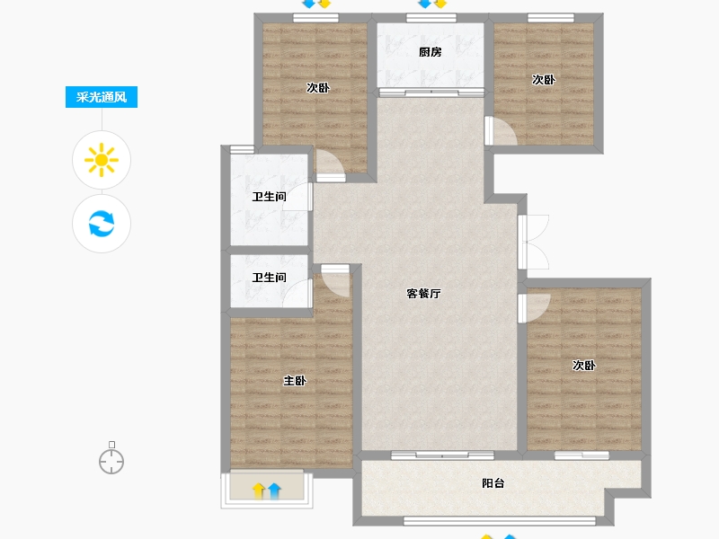 山东省-临沂市-房源·金域上府-118.13-户型库-采光通风