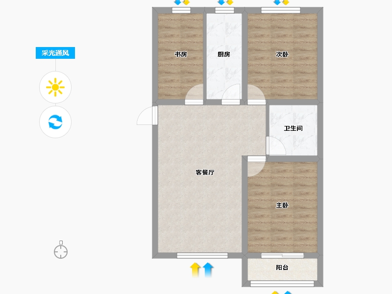 河北省-廊坊市-龙华城-68.11-户型库-采光通风