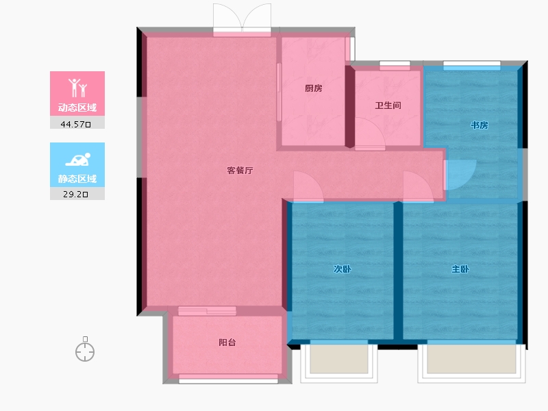 河南省-郑州市-汇泉西悦城-66.00-户型库-动静分区