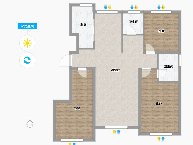 辽宁省-铁岭市-金城·山水源著-99.67-户型库-采光通风