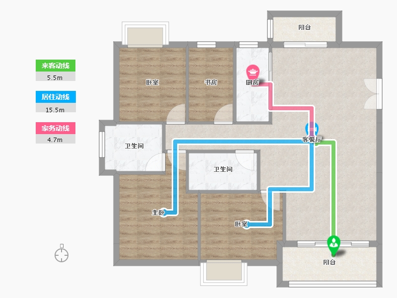 福建省-龙岩市-客都汇·金岸佳园-101.70-户型库-动静线